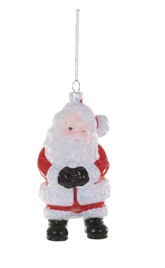 Vintage Santa Claus glass ornament with nostalgic design, 4.5-inch holiday decoration