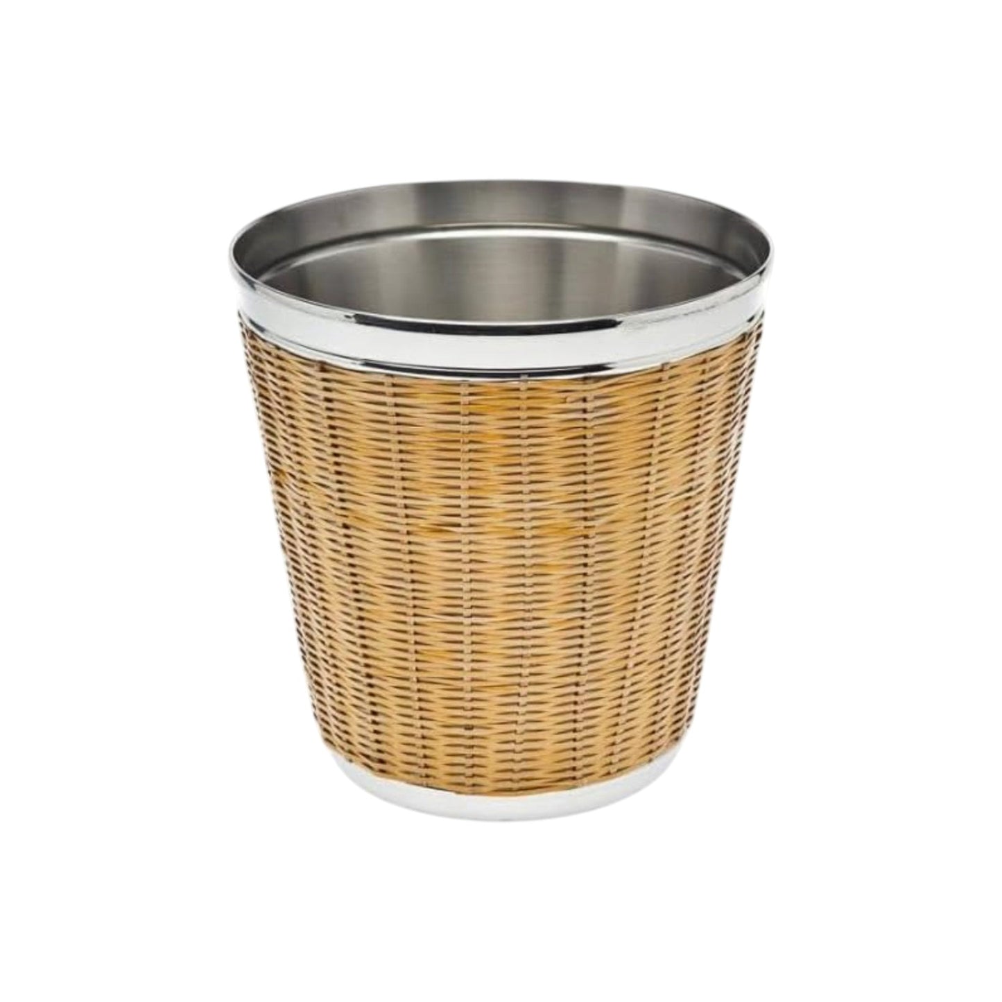 Rattan wrapped double-walled stainless steel champagne bucket cooler 9-inch elegant bar accessory