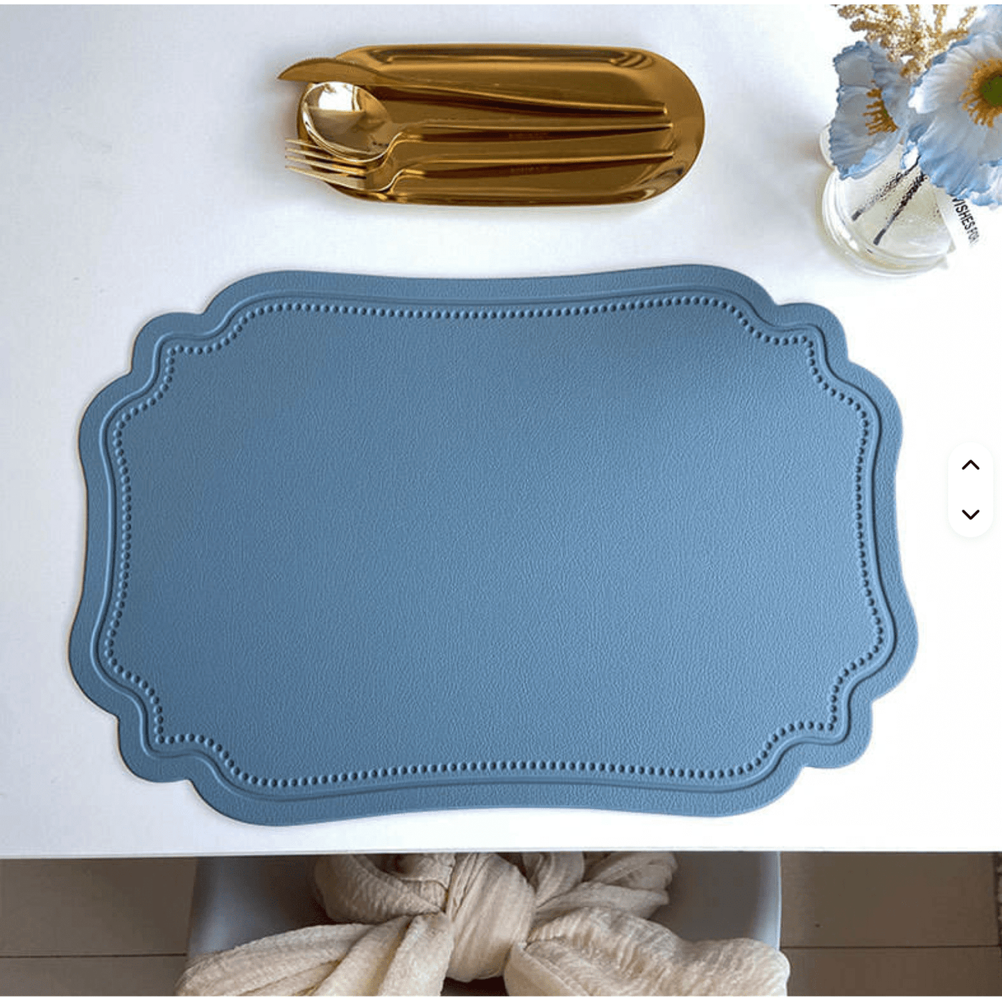 Nordic style waterproof artificial leather table mat with wave design, heat resistant and easy to clean