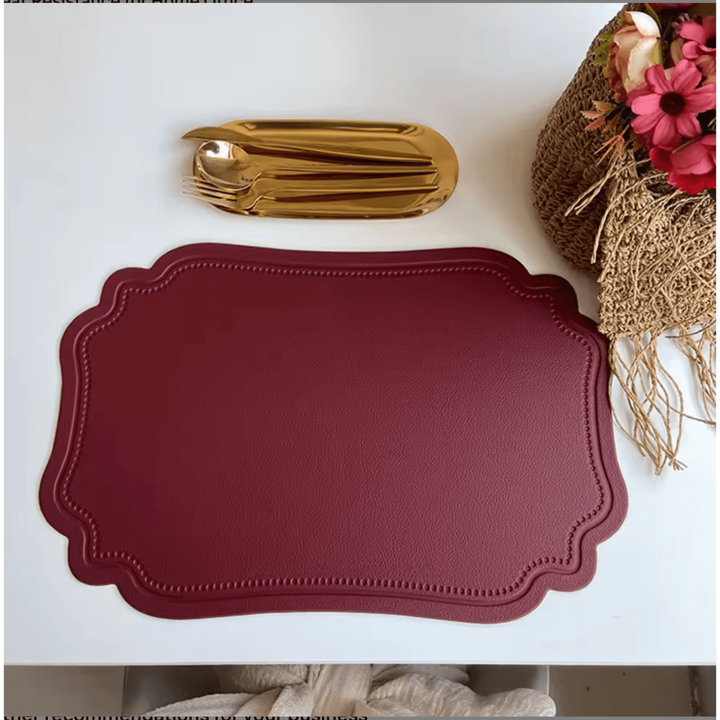 
                  
                    Scalloped Faux Leather Waterproof Placemat - Curated Home Decor
                  
                