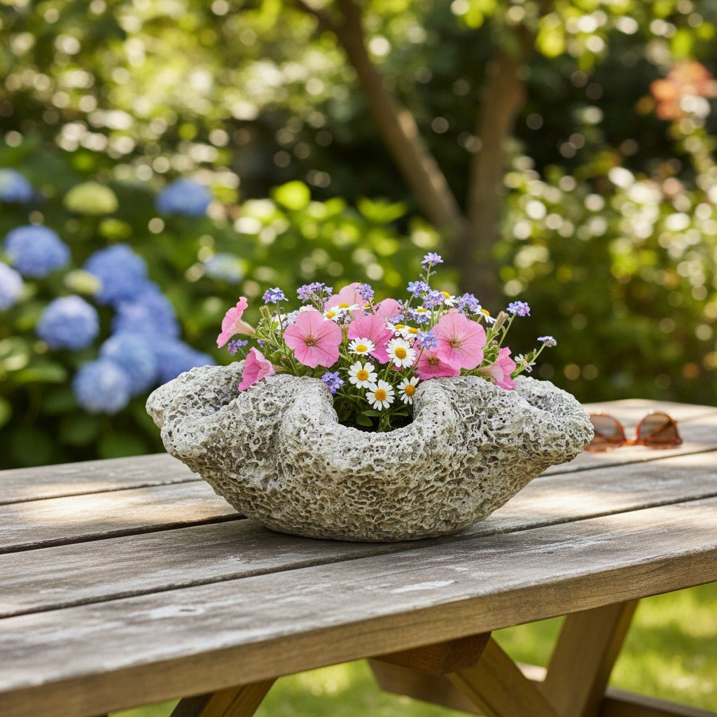 Cast Concrete Coral Planter - Curated Home Decor
