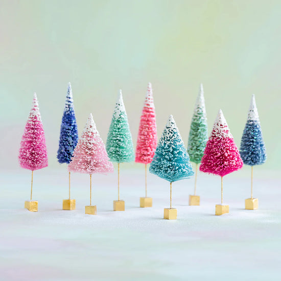 Frosted Sugar Sisal Bottle Brush Trees - Curated Home Decor