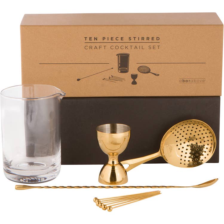Stirred Cocktail  10 Piece Set - Gold - Curated Home Decor