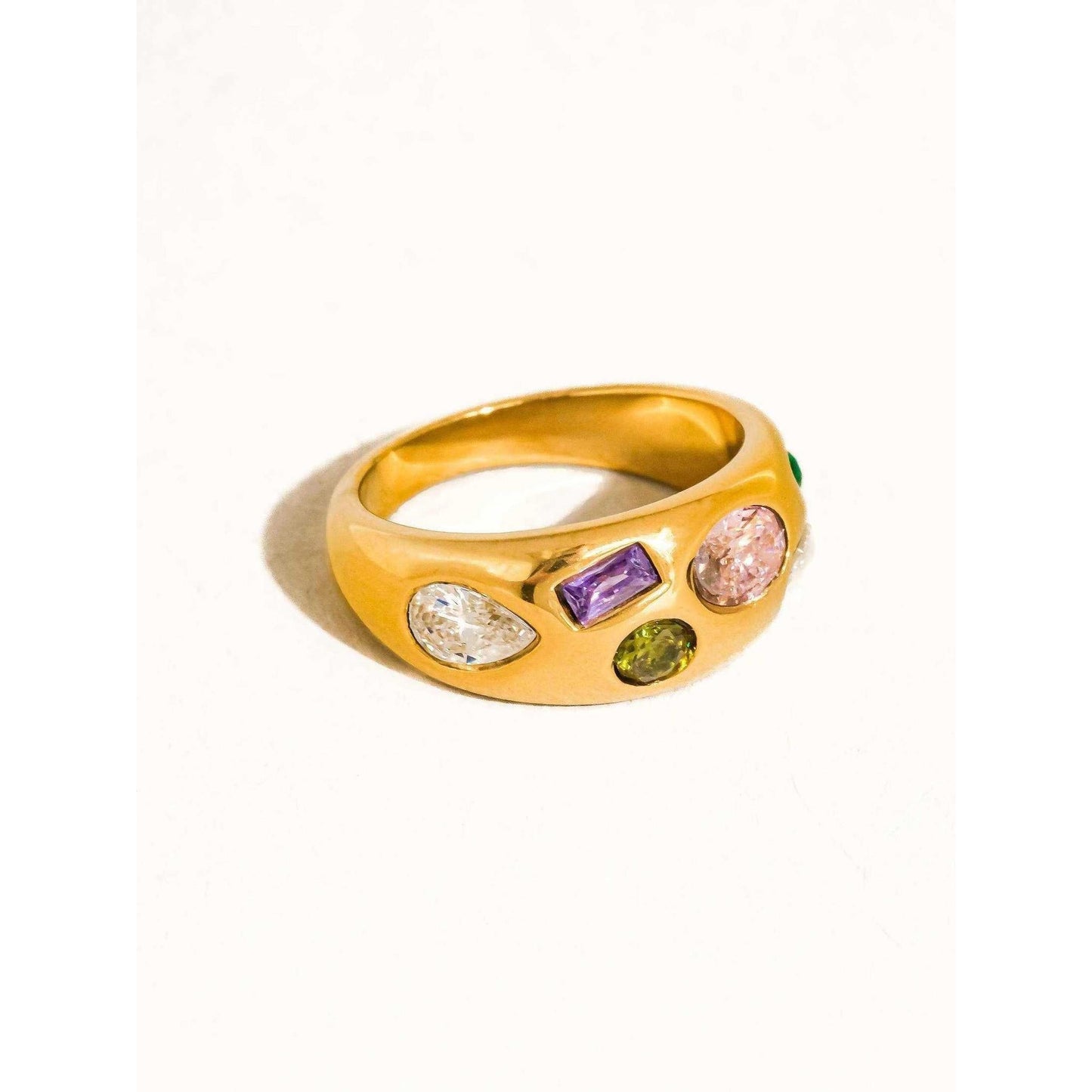 
                  
                    Orlume 18K Gold Non - Tarnish Colorful CZ Dome Ring: Yellow Gold / 7 - Curated Home Decor
                  
                