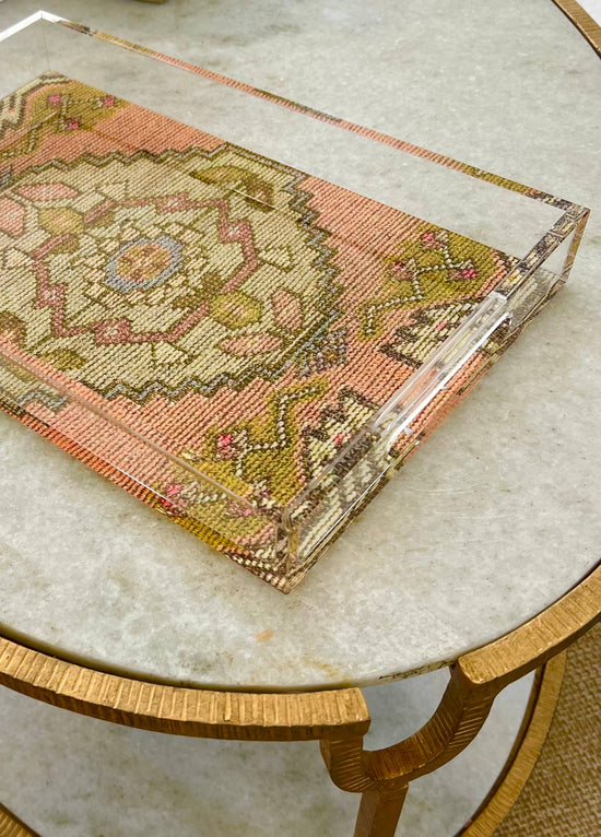 Vintage Turkish Rug on Acrylic Tray - Curated Home Decor