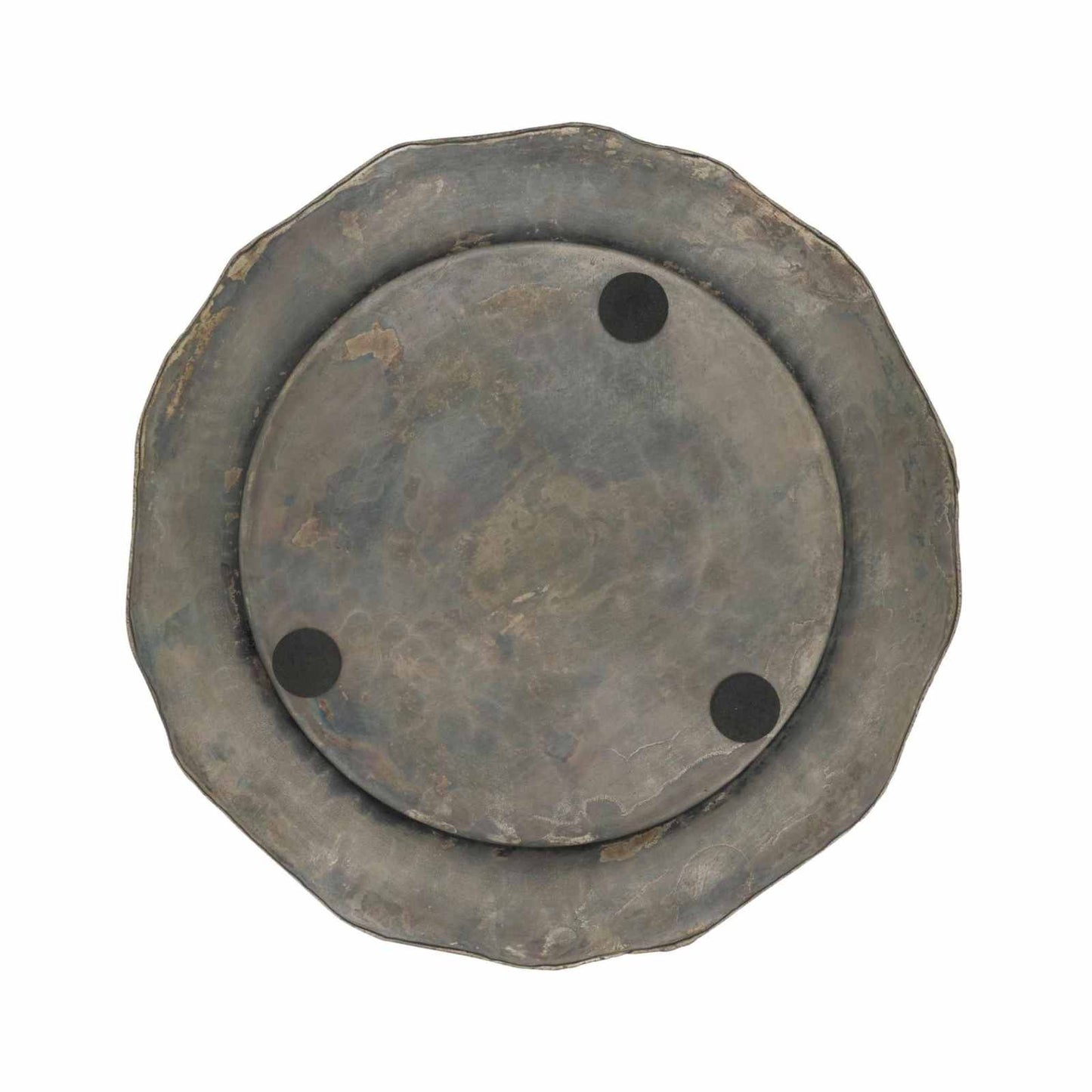 Silver 13-inch scallop edge hammered charger plate with textured finish for elegant table settings