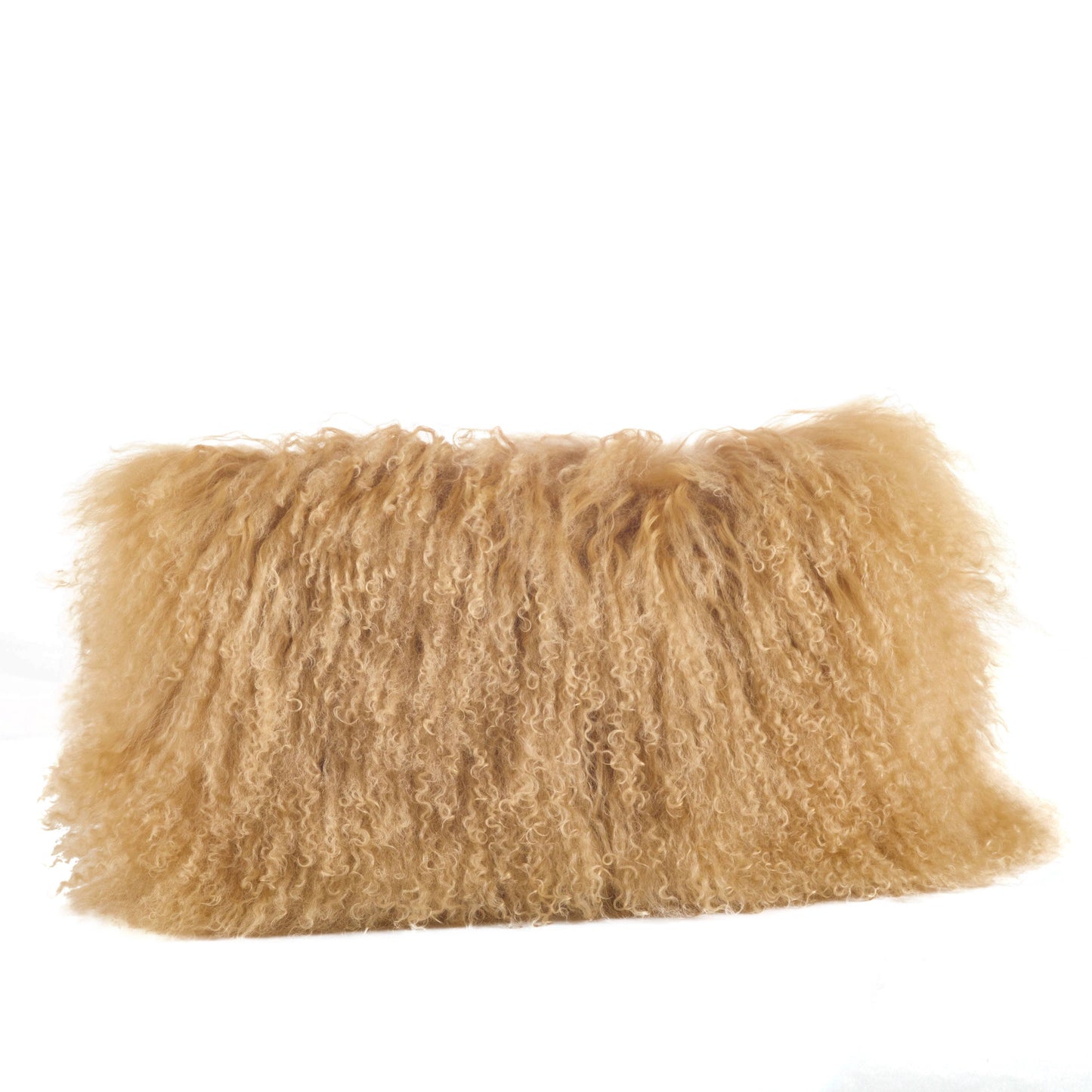 12"x20" Mongolian Lamb Fur Pillow - Poly Filled: Gold - Curated Home Decor
