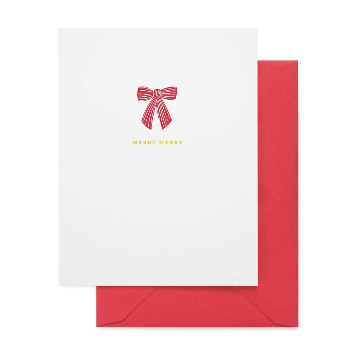 Sugar Paper Merry Bow holiday greeting card with red bow and red envelope