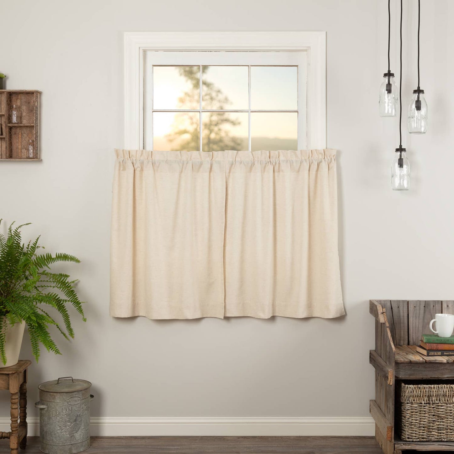 
                  
                    Simple Life Flax Natural Café Tier Curtains – Set of 2, 36"W x 36"L - Curated Home Decor
                  
                