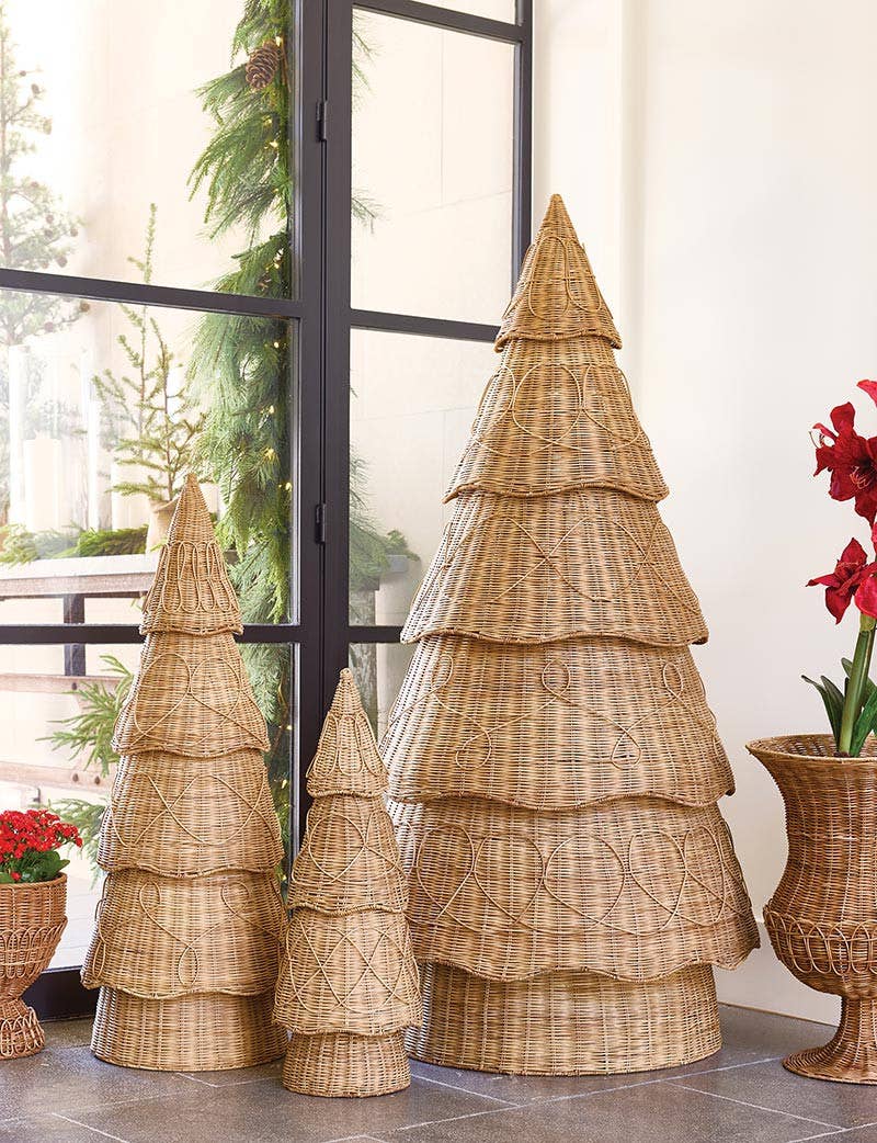 
                  
                    Natural Rattan Tiered Christmas Trees, Set of 2 - Curated Home Decor
                  
                