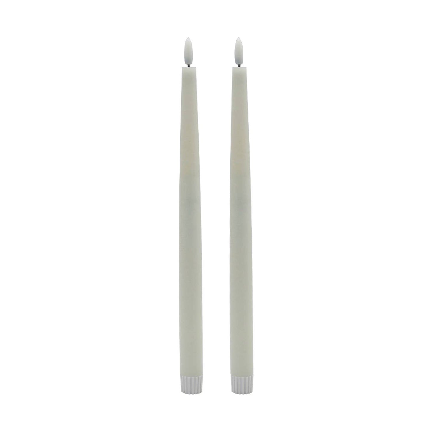 2 pc Tall White Flameless Taper Candle: White / WAX & PLASTIC - Curated Home Decor