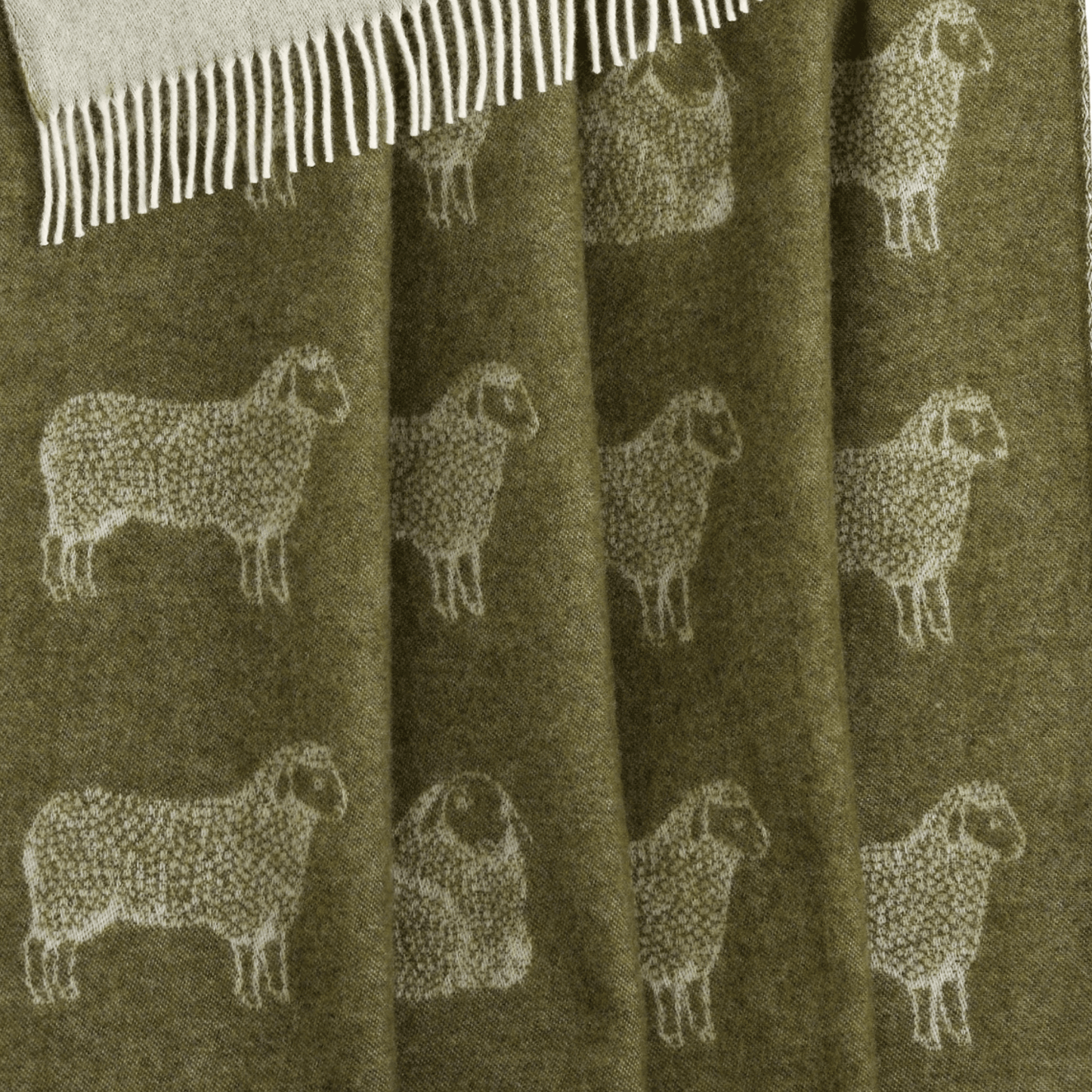 
                  
                    Moss Green Sheep Pure Wool Throw - Curated Home Decor
                  
                