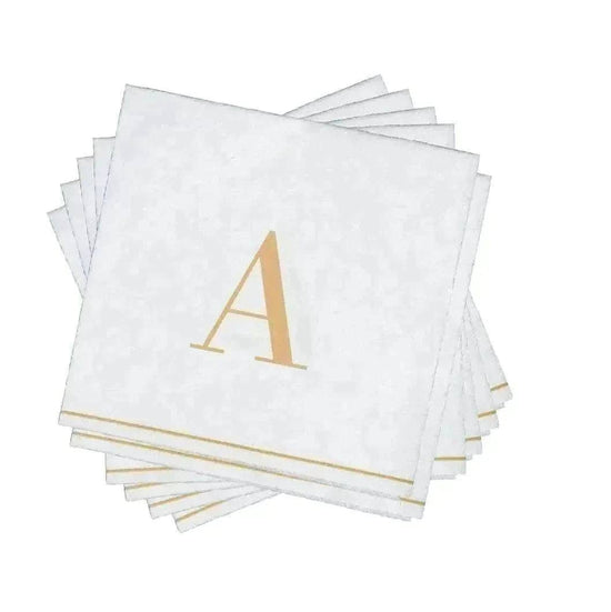 A Gold Monogram Cocktail Paper Napkins 5"x5"