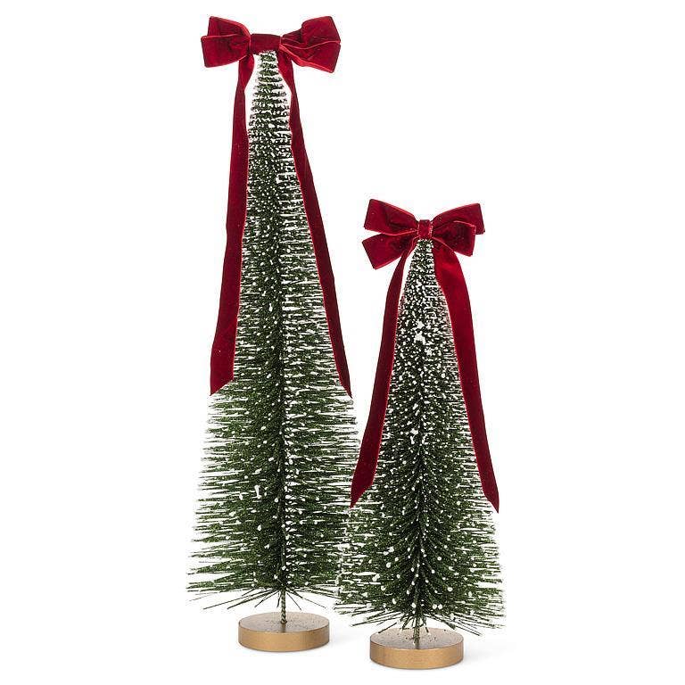 Small glitter bottle-brush tree with velvet bow, photo 2