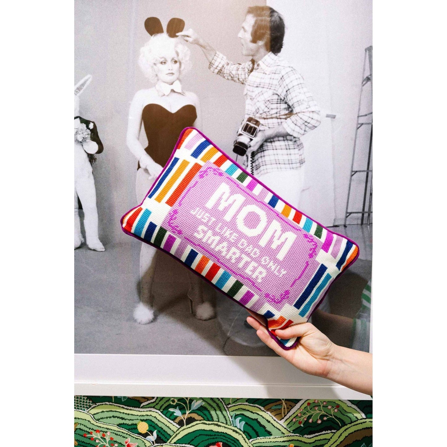 
                  
                    Mom Rules Needlepoint Pillow - Curated Home Decor
                  
                