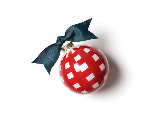 Merry Christmas Gingham Glass Ornament