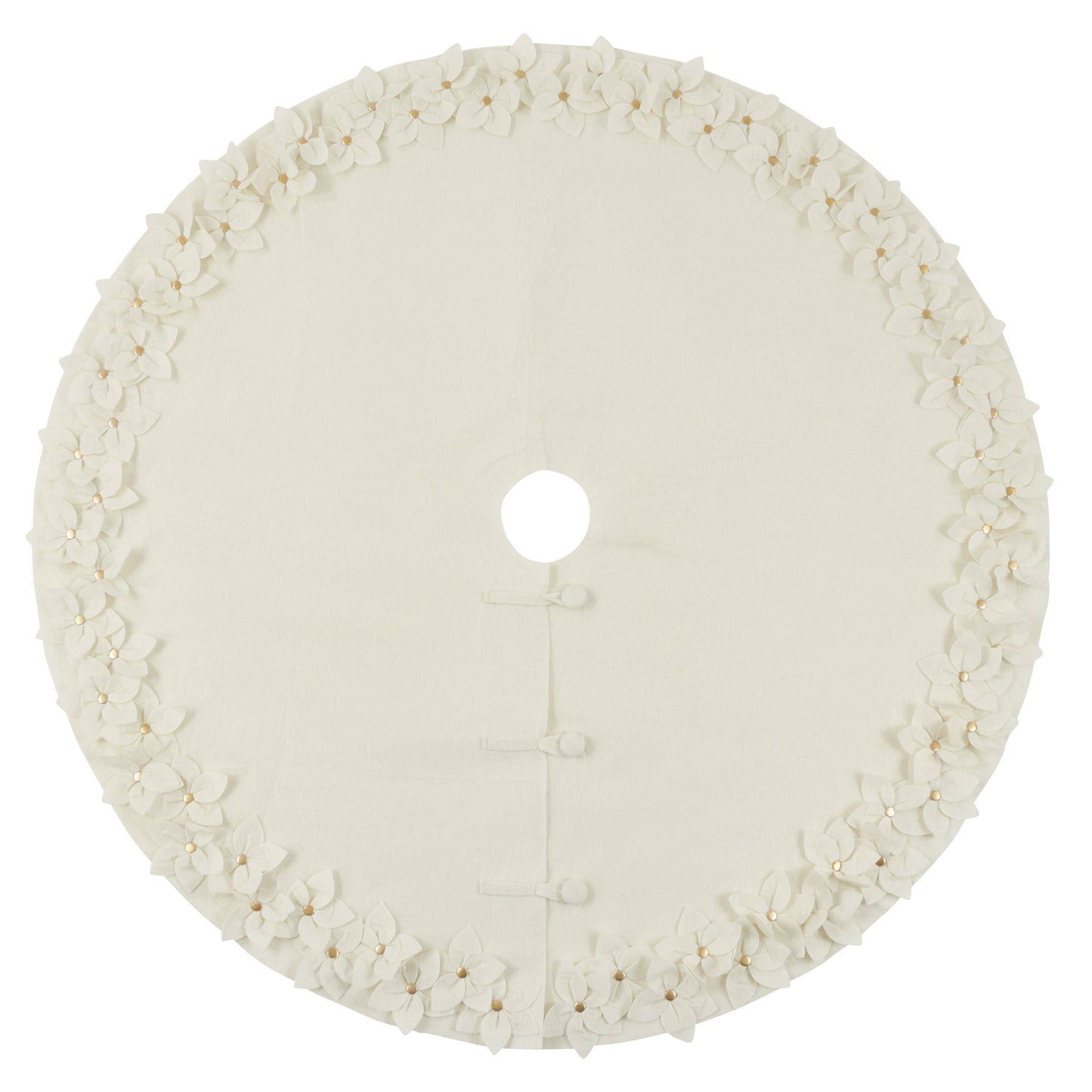 Felt Flower Tree Skirt: White / 53" - Curated Home Decor
