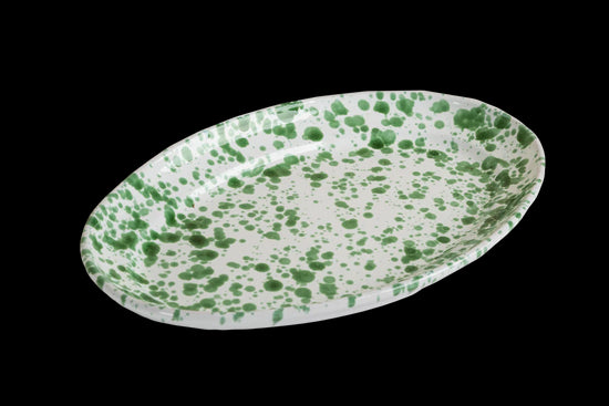 Green/White Speckled Oval Platter - Curated Home Decor