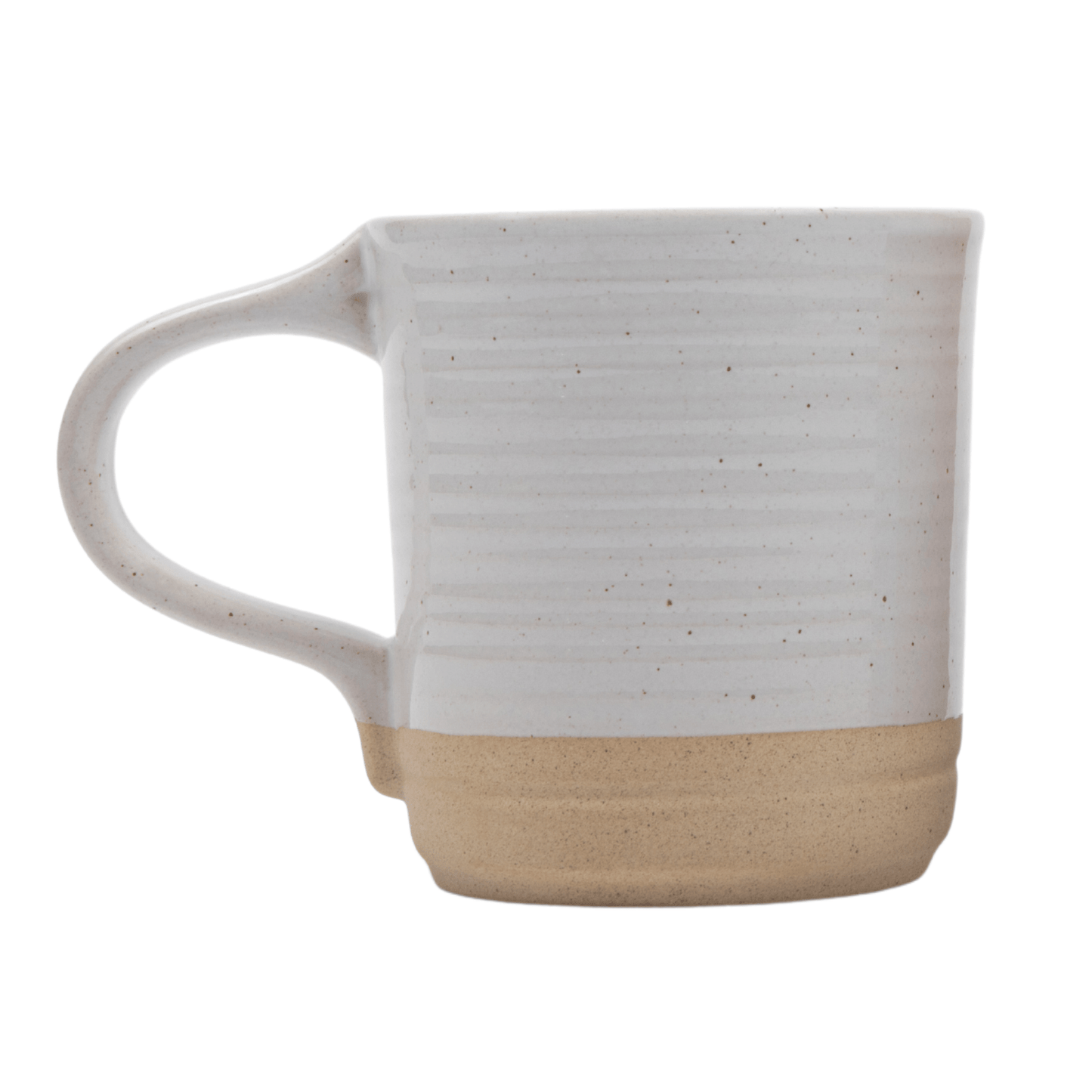 Off-white Farmhouse Handmade Pottery Mug with glossy glaze and comfortable handle for coffee and tea