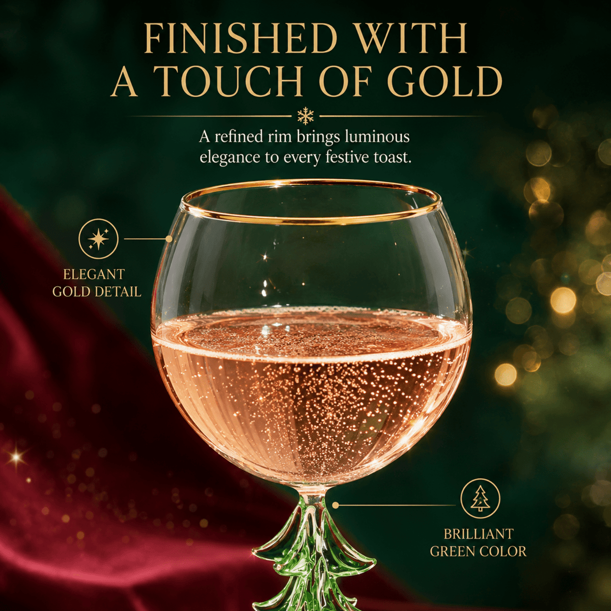 
                  
                    Christmas Tree Stemmed Wine Glass, Green, 12 oz - Curated Home Decor
                  
                