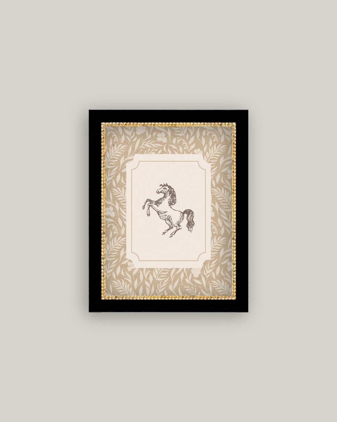 Pony Tan Print Framed Antique Art