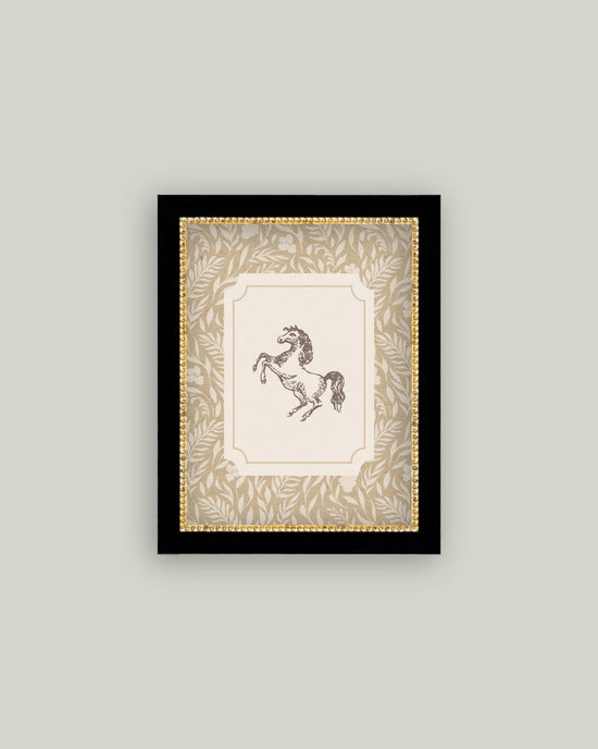 Pony Tan Print Framed Antique Art