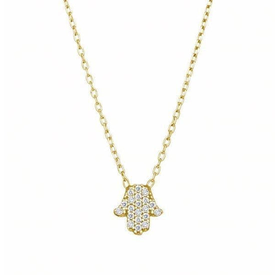 Tiny Hamsa Hand CZ Necklace - Curated Home Decor