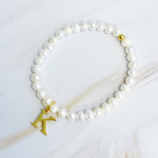 Freshwater Pearl Initial Charm Bracelet - Curated Home Decor