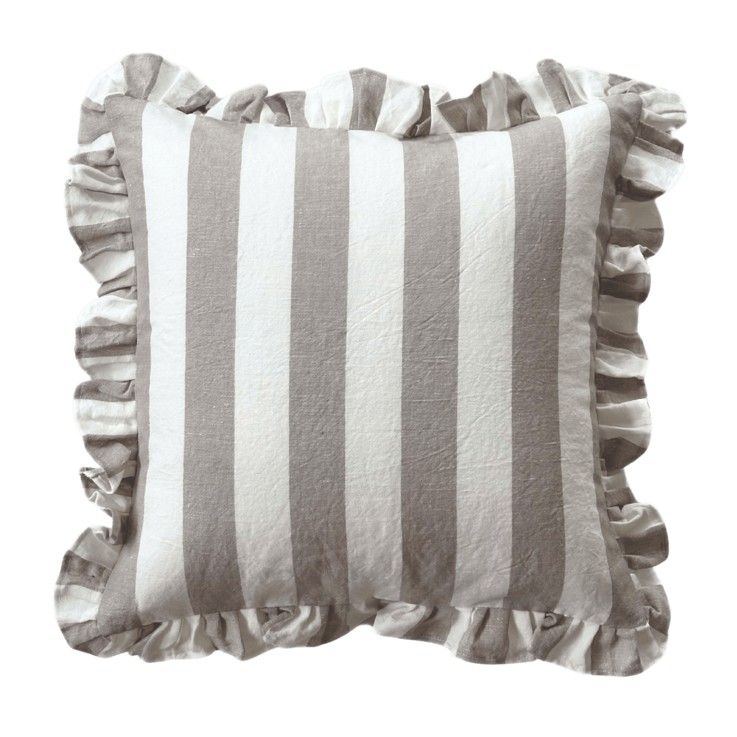 
                  
                    Tan Ruffled Cabana Stripe Pillow Cover - Curated Home Decor
                  
                