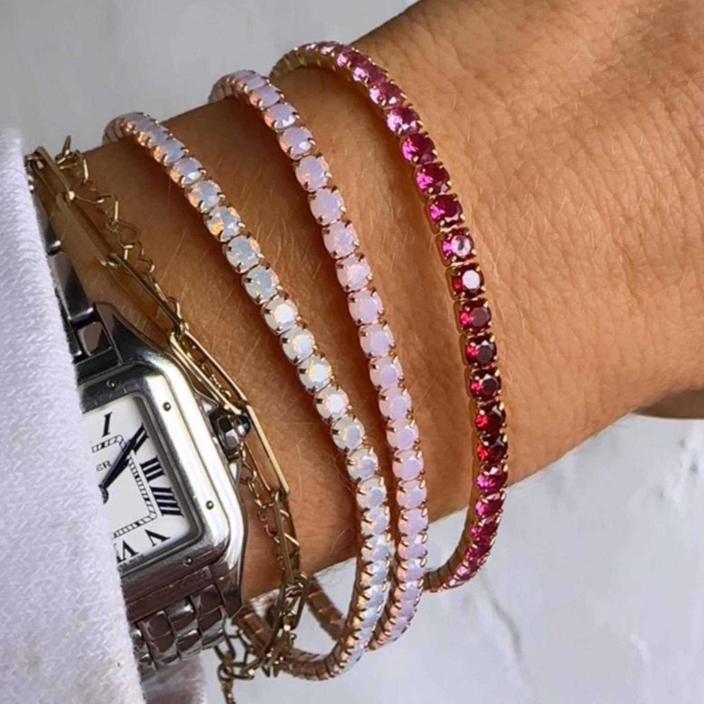 
                  
                    14kt Rose Gold Pink Nano Opal Tennis Bracelet - Curated Home Decor
                  
                