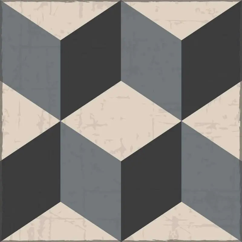 Vinyl Rug- Cubic Pattern - Curated Home Decor