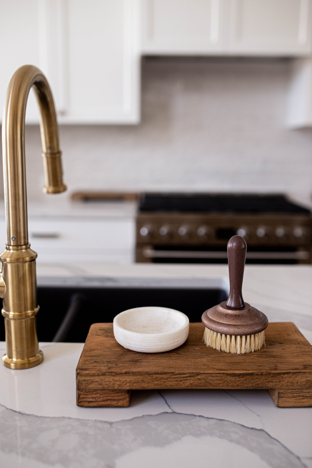 Marble Soap & Brush Holder - Curated Home Decor