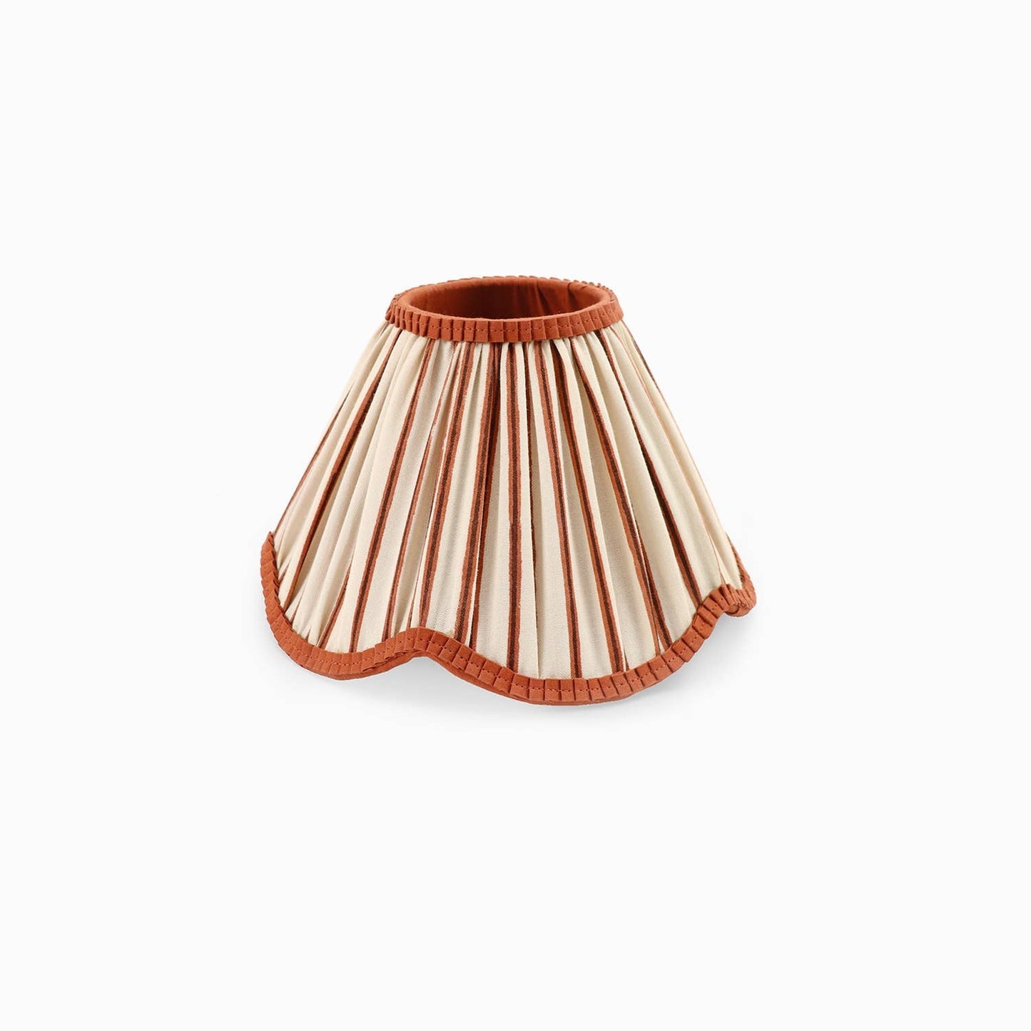 
                  
                    Scalloped Fabric Pleated Lampshade - Brick Red Shadow Stripe - Curated Home Decor
                  
                