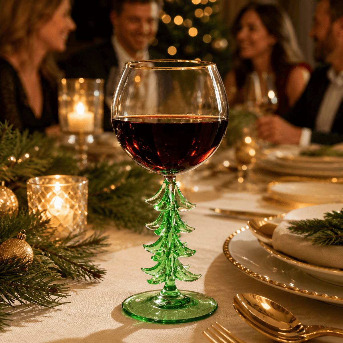 
                  
                    Christmas Tree Stemmed Wine Glass, Green, 12 oz - Curated Home Decor
                  
                