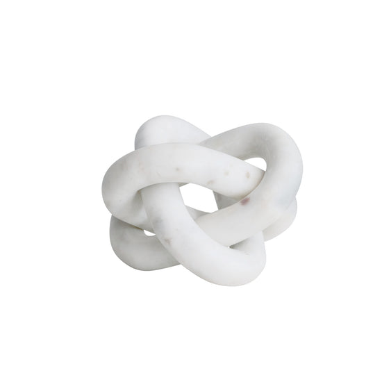 Load image into Gallery viewer, Marble Chain Knot Décor w/ 3 Links, White - Curated Home Decor
