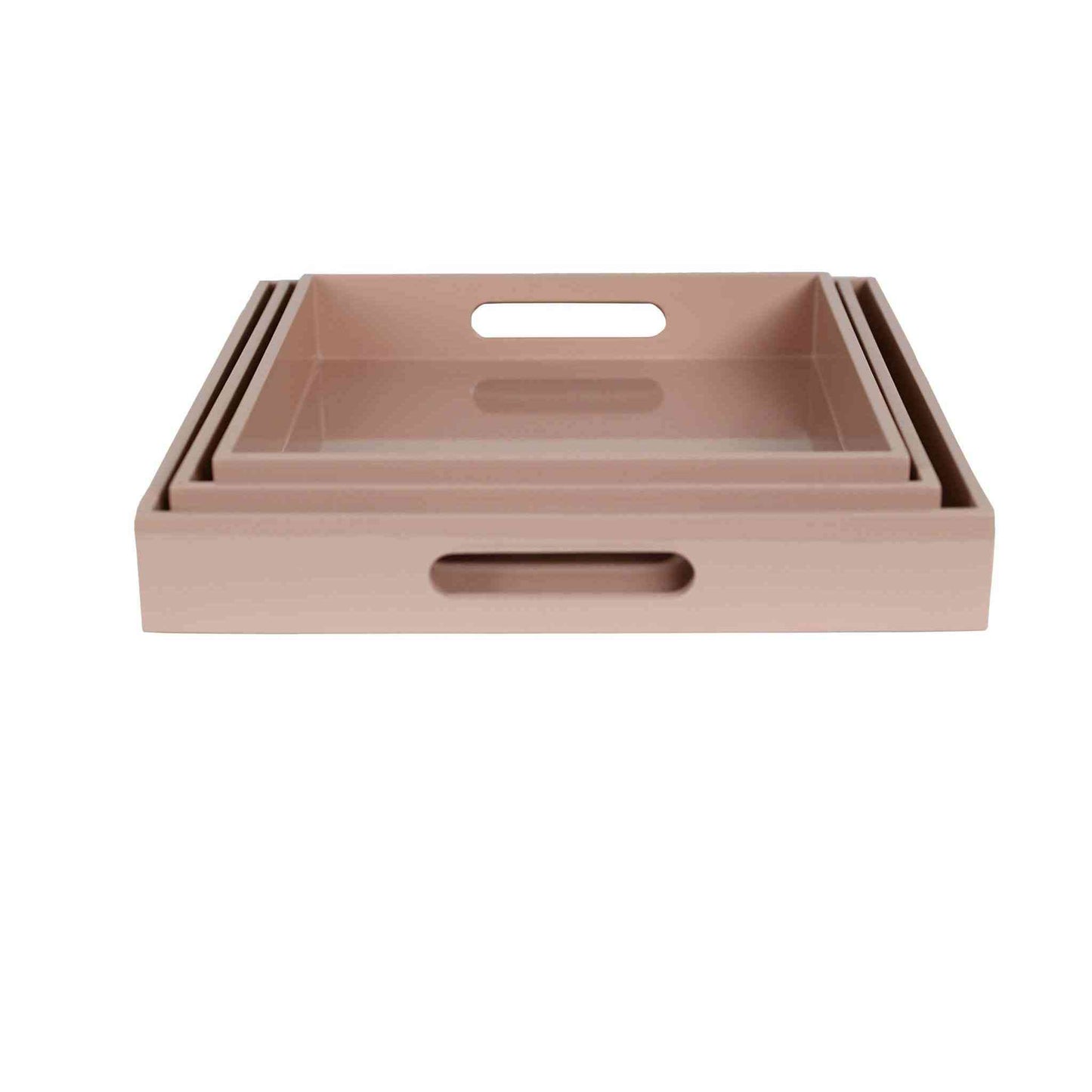 
                  
                    Square Tray Set of 3 in varying sizes with handles, beige color, handmade and food safe
                  
                