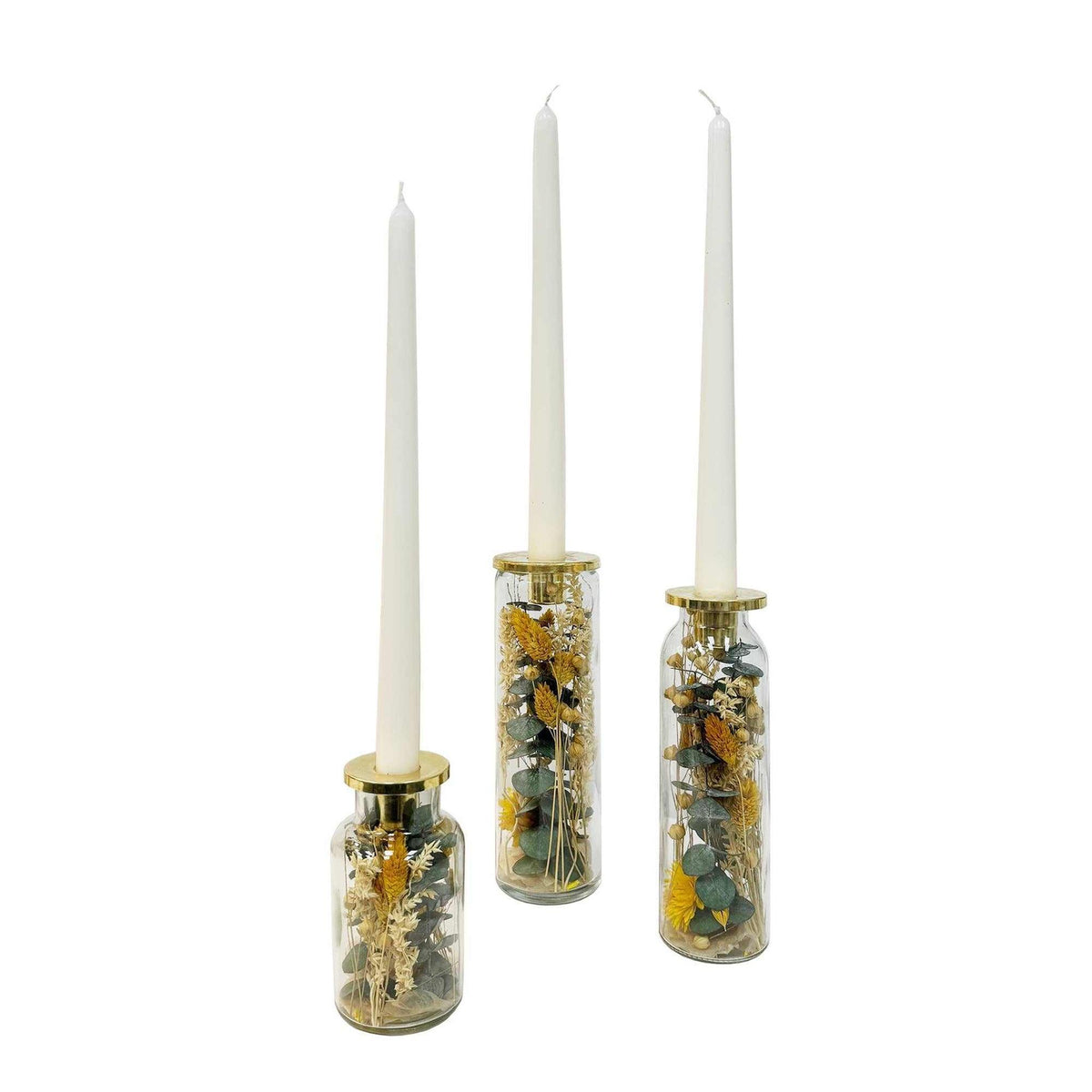 Spring Blooms Botanical Taper Candle Holder: Curved Shape - Curated Home Decor