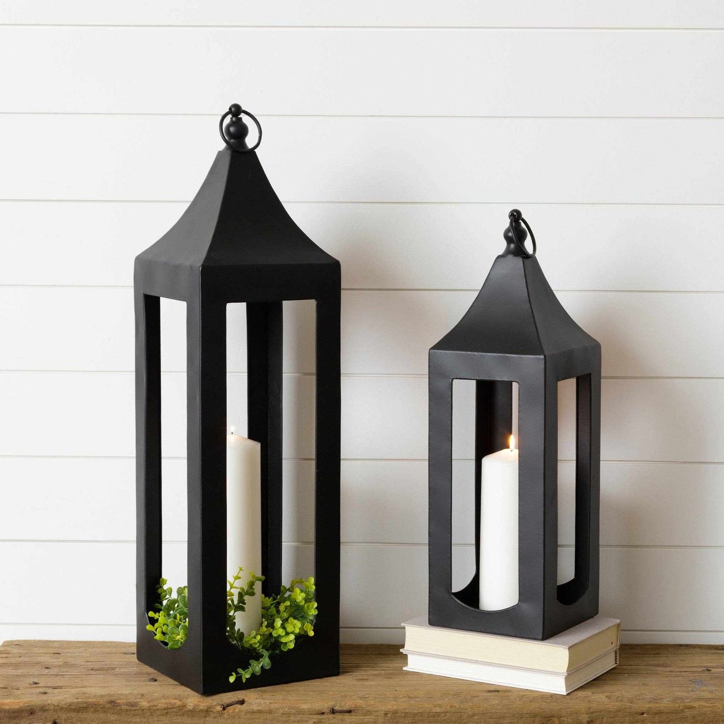 
                  
                    Black Iron Open - Frame Lanterns – Set of Two - Curated Home Decor
                  
                