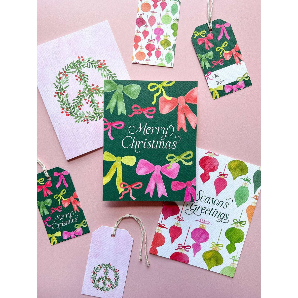 
                  
                    Merry Christmas Bows Greeting Card - Curated Home Decor
                  
                