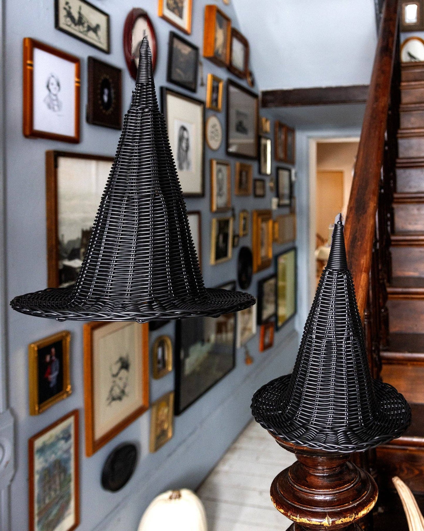 HAL1208 - Faux Wicker Witch Hat - 18" - Curated Home Decor