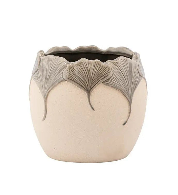 Gray Ginkgo Leaves Planter Item - Curated Home Decor