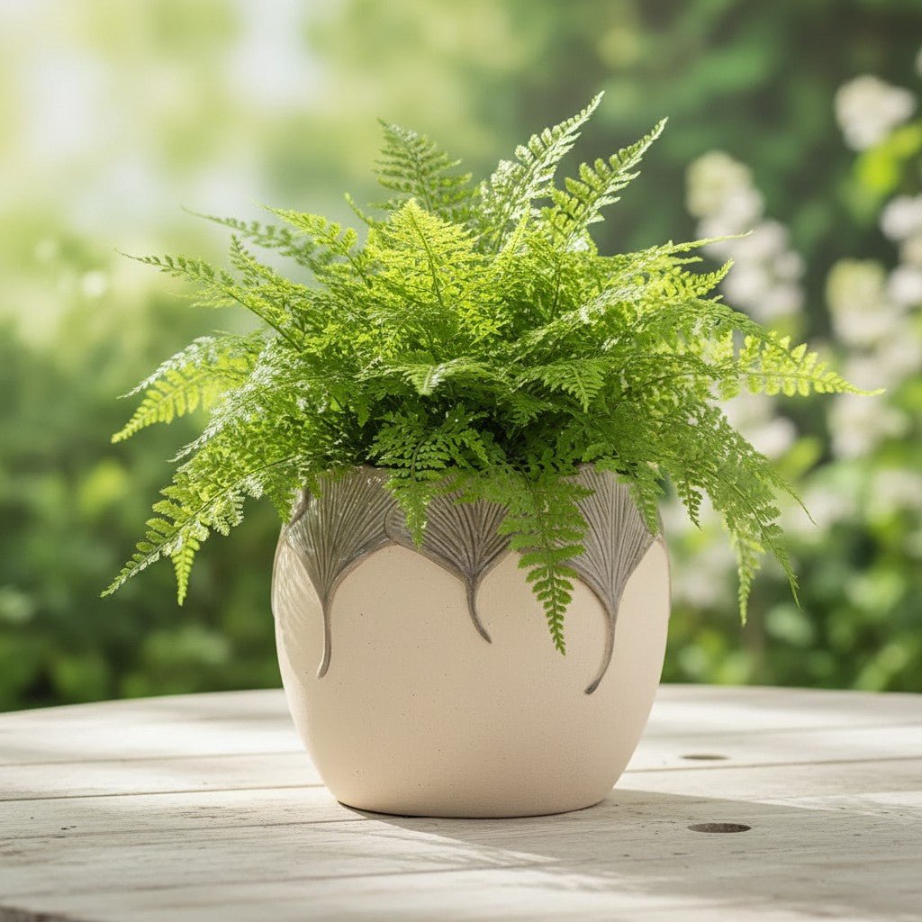 Gray Ginkgo Leaves Planter Item - Curated Home Decor