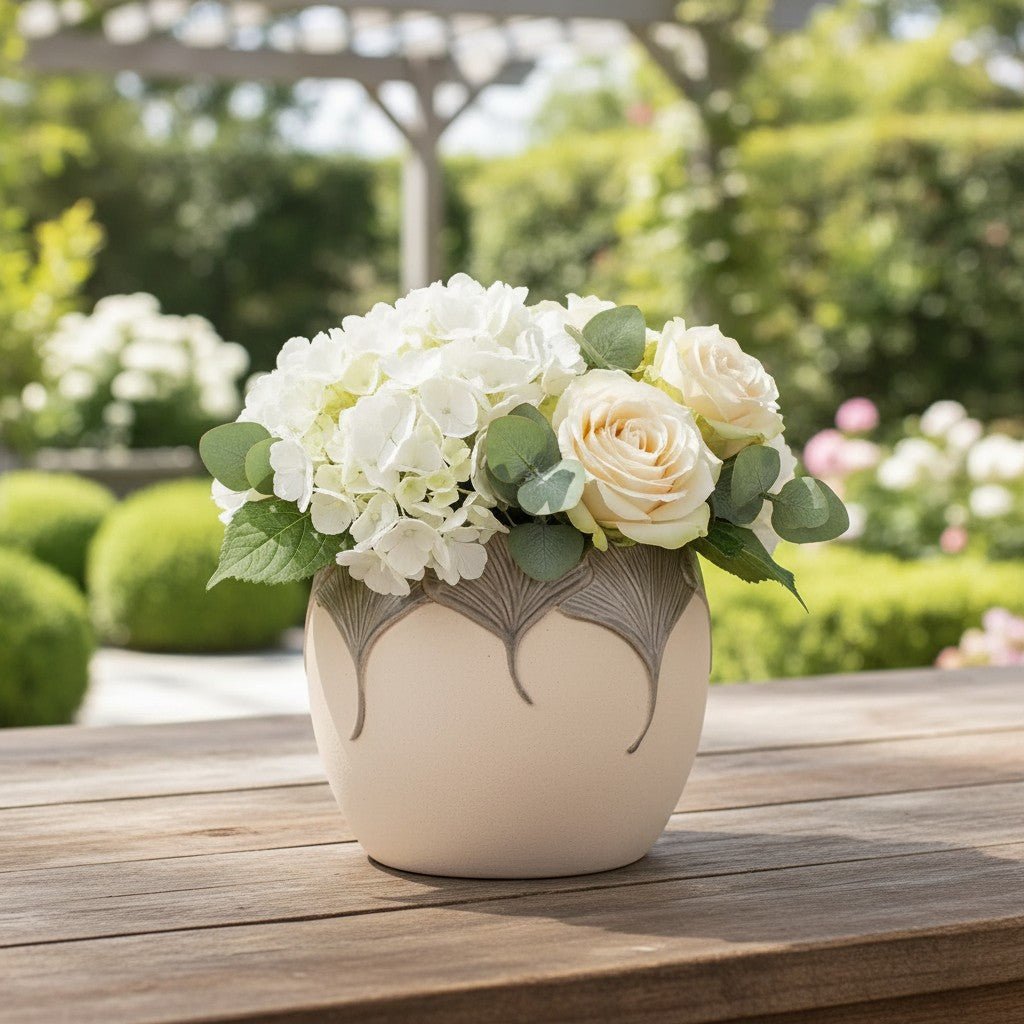 
                  
                    Gray Ginkgo Leaves Planter Item - Curated Home Decor
                  
                