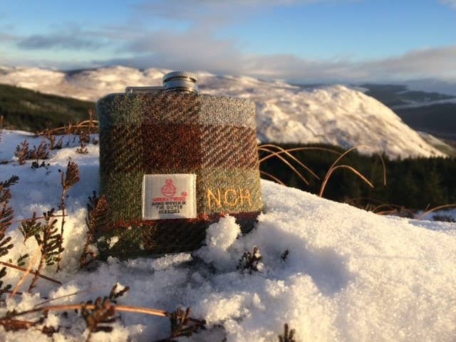 Created By The Ridleys - 6oz Harris Tweed Hip Flask - Royal Stewart Tartan - HT47 - Curated Home Decor