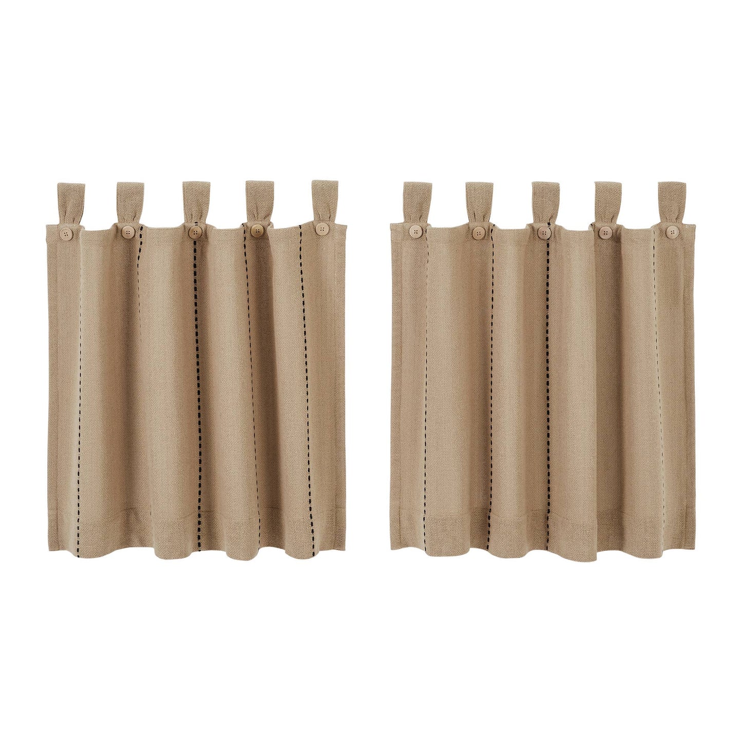 
                  
                    Stitched Burlap Natural Café Tier Curtains – Set of 2, 36"W x 24"L - Curated Home Decor
                  
                
