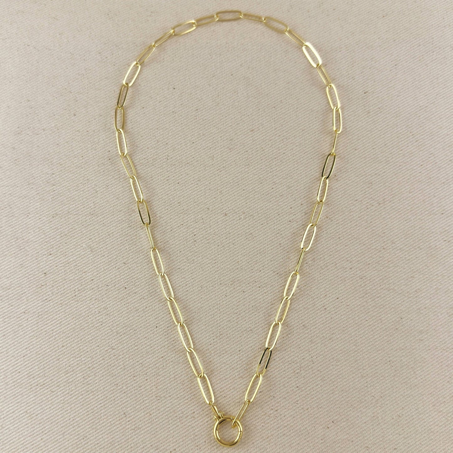 
                  
                    18k Gold Filled Paperclip Chain With Round Clicker Clasp Necklace - Curated Home Decor
                  
                