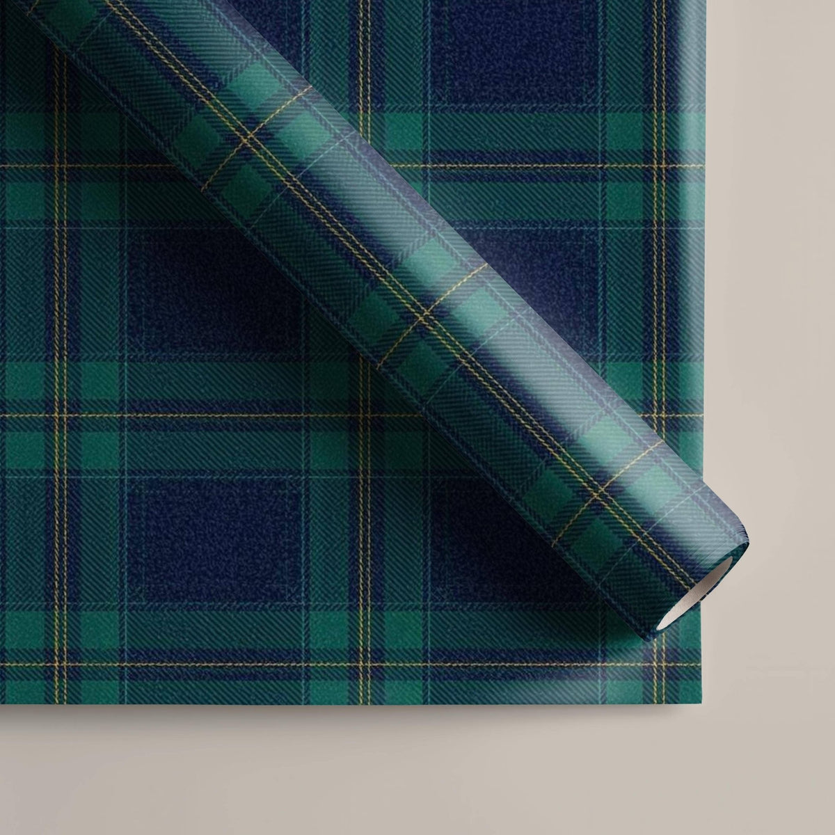 
                  
                    Navy and green tartan plaid Christmas wrapping paper, styled - Curated Home Decor
                  
                