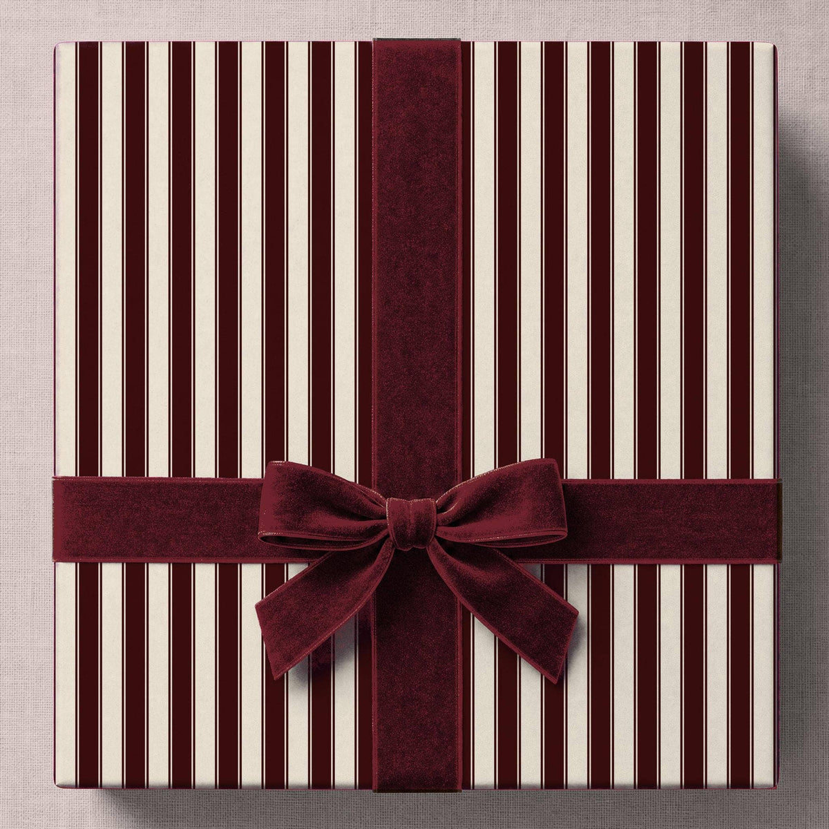 
                  
                    Burgundy & Cream Heritage Stripe Christmas Wrapping Paper – 6 ft Roll - Curated Home Decor
                  
                