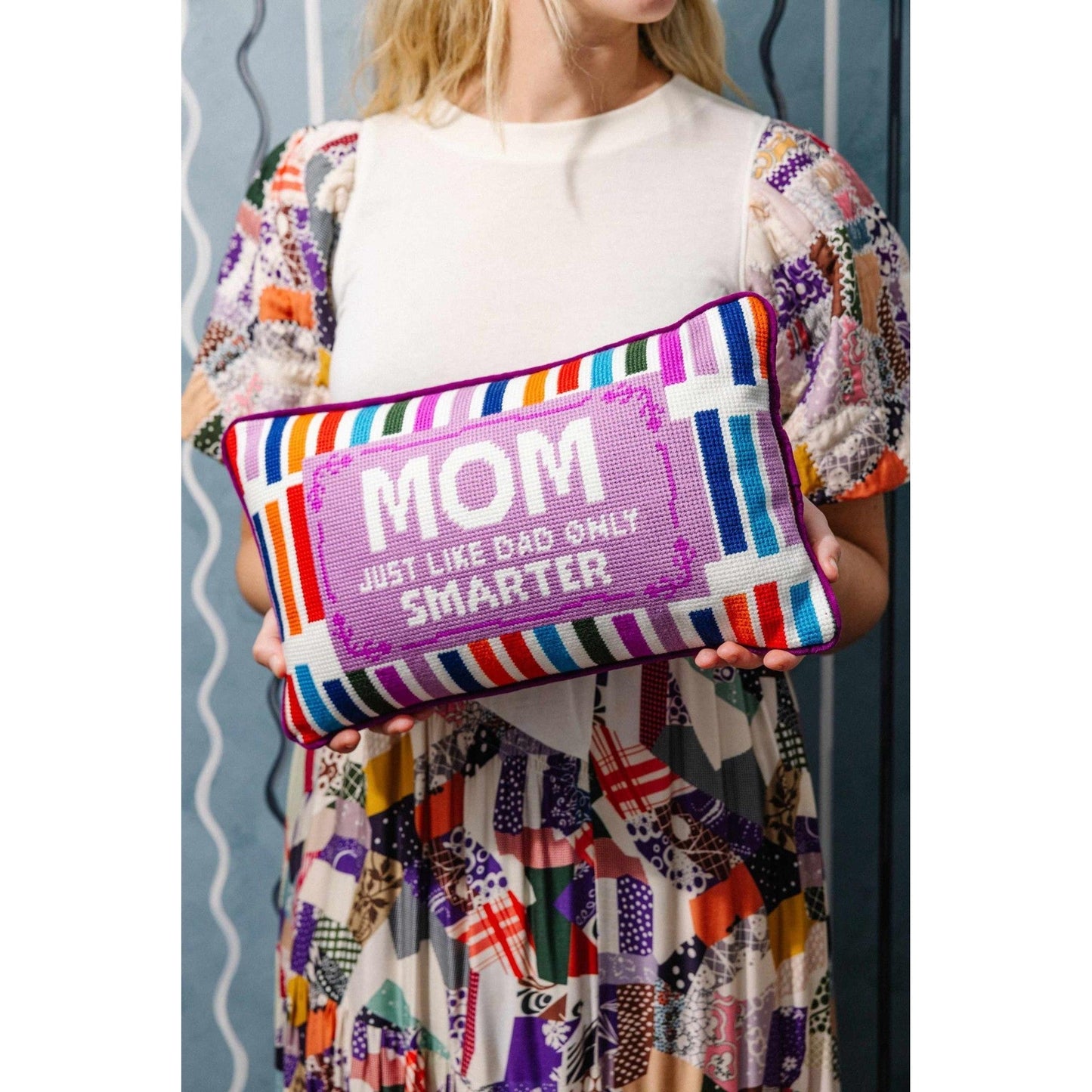 
                  
                    Mom Rules Needlepoint Pillow - Curated Home Decor
                  
                
