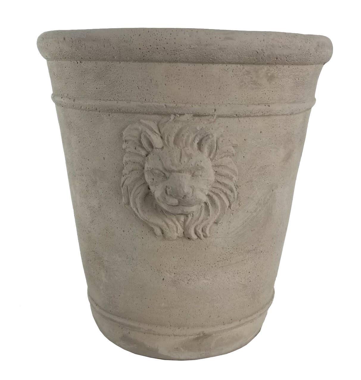 Tall Cement Lion Head Pot - Curated Home Decor